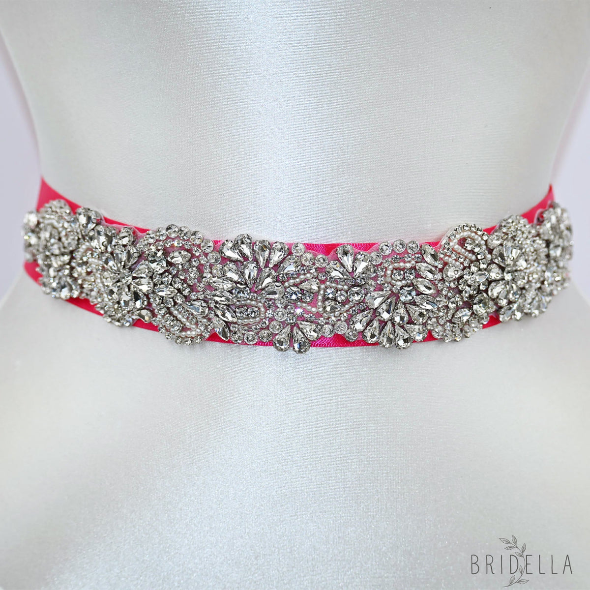 Red Rhinestone Bridal Sash Wedding Dress Belt – Bridella BS120 - Red - Belts