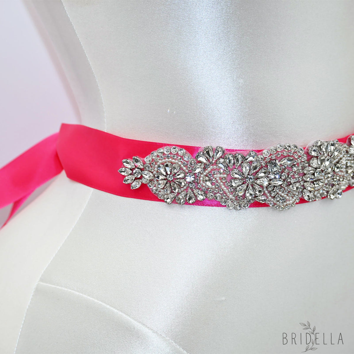 Red Rhinestone Bridal Sash Wedding Dress Belt – Bridella BS120 - Red - Belts