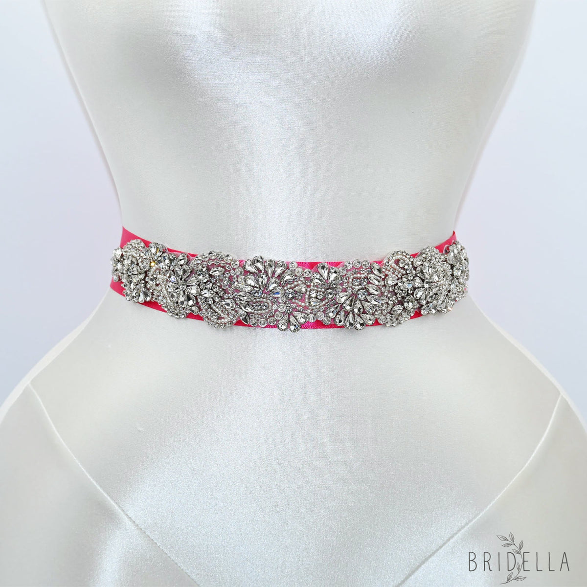 Red Rhinestone Bridal Sash Wedding Dress Belt – Bridella BS120 - Red - Belts
