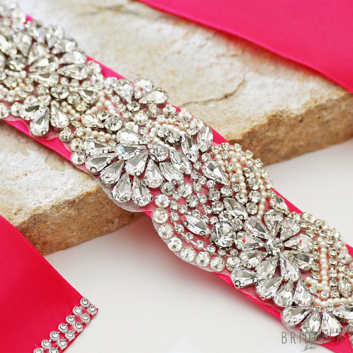 Red Rhinestone Bridal Sash Wedding Dress Belt – Bridella BS120 - Red - Belts