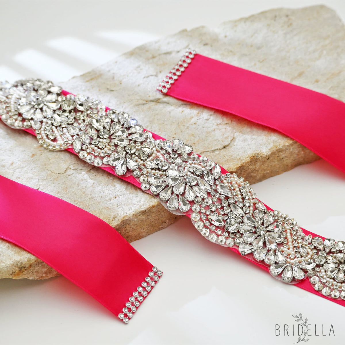 Red Rhinestone Bridal Sash Wedding Dress Belt – Bridella BS120 - Red - Belts