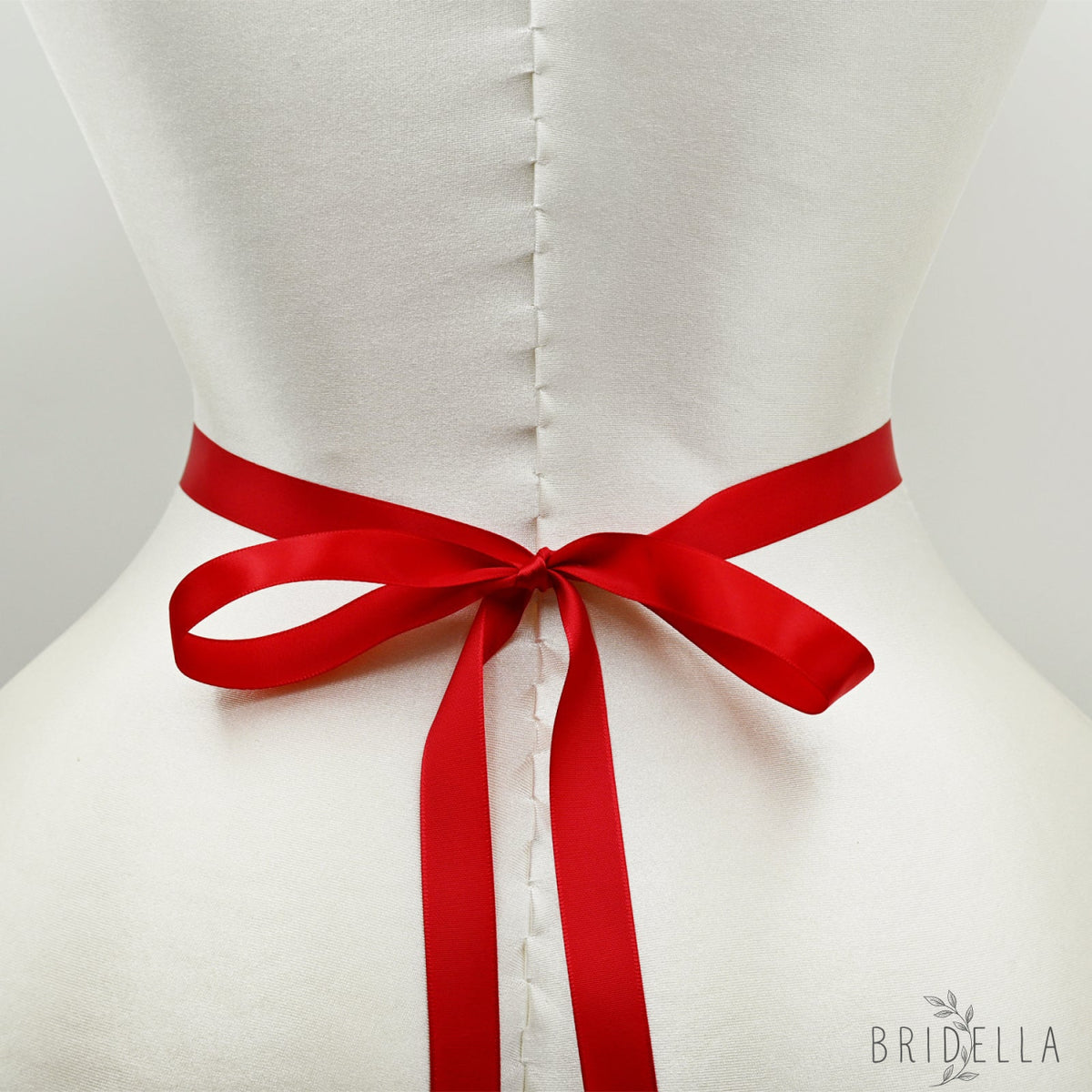 Red Rhinestone Pearl Bridal Belt Wedding Sash - Bridella BS94R - Red Ribbon - Belts