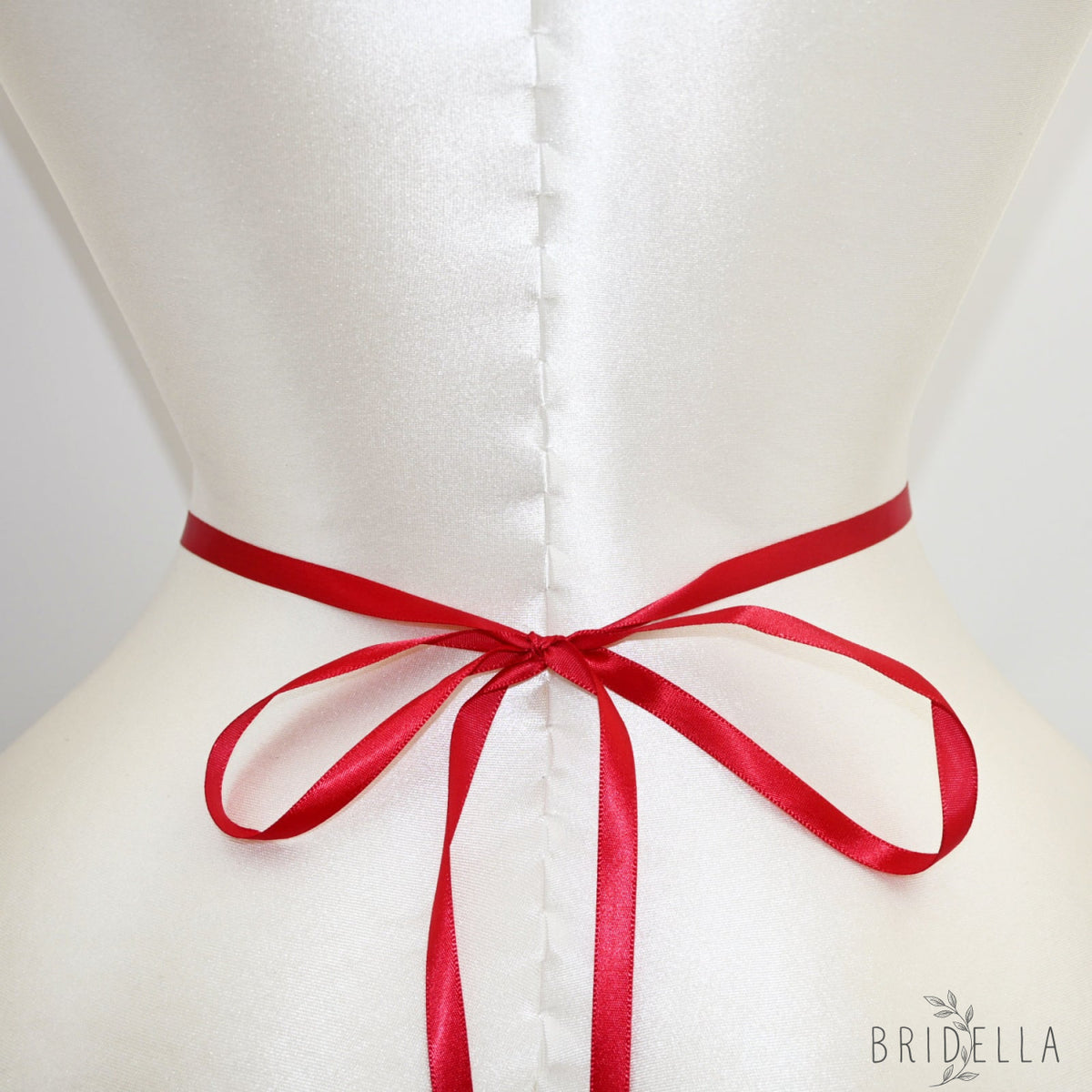 Red Satin Crystal Bridal Belt Wedding Sash – Bridella BS477-R - Red RIbbon - Blets