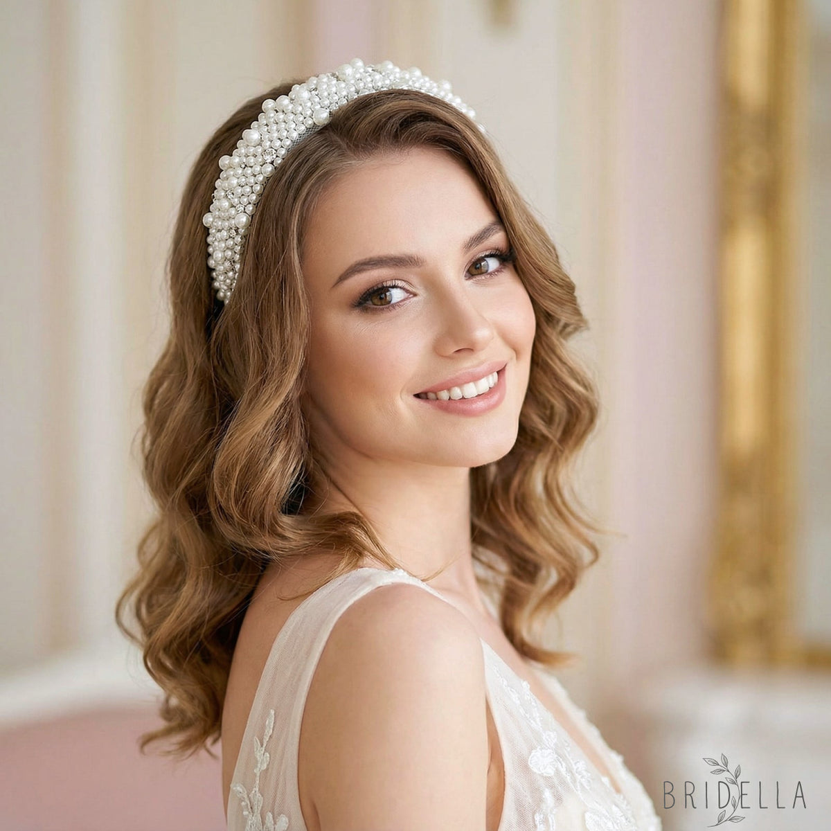 Retro Pearl Rhinestone Bridal Headband Party Hair Accessories - Bridella BYXA210