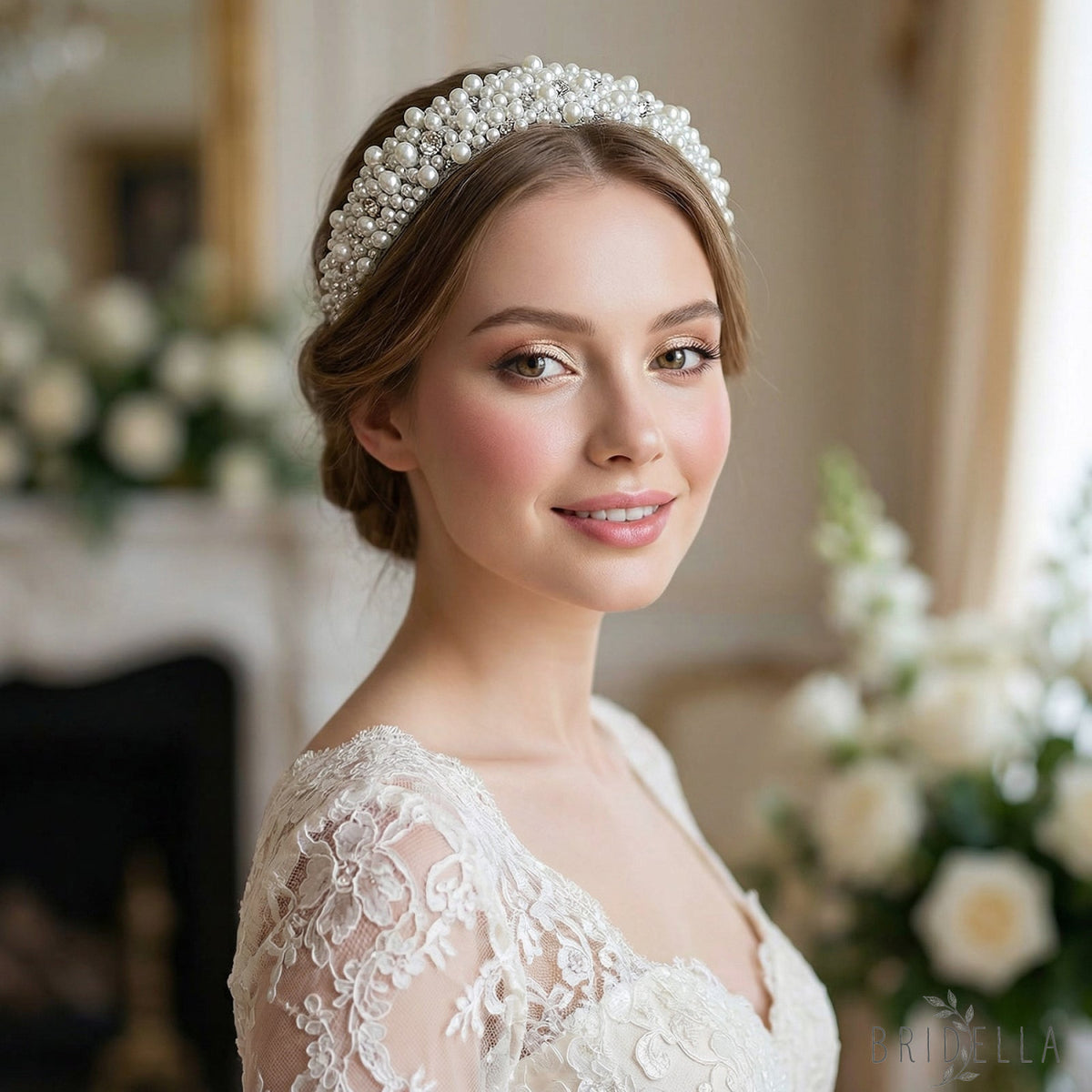 Retro Pearl Rhinestone Bridal Headband Party Hair Accessories - Bridella BYXA210