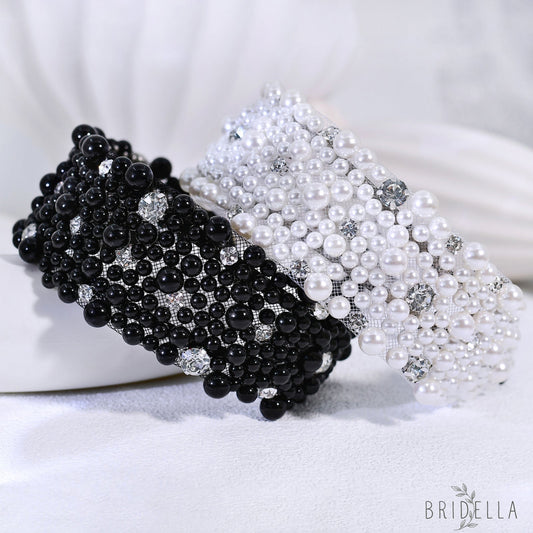 Retro Pearl Rhinestone Bridal Headband Party Hair Accessories - Bridella BYXA210
