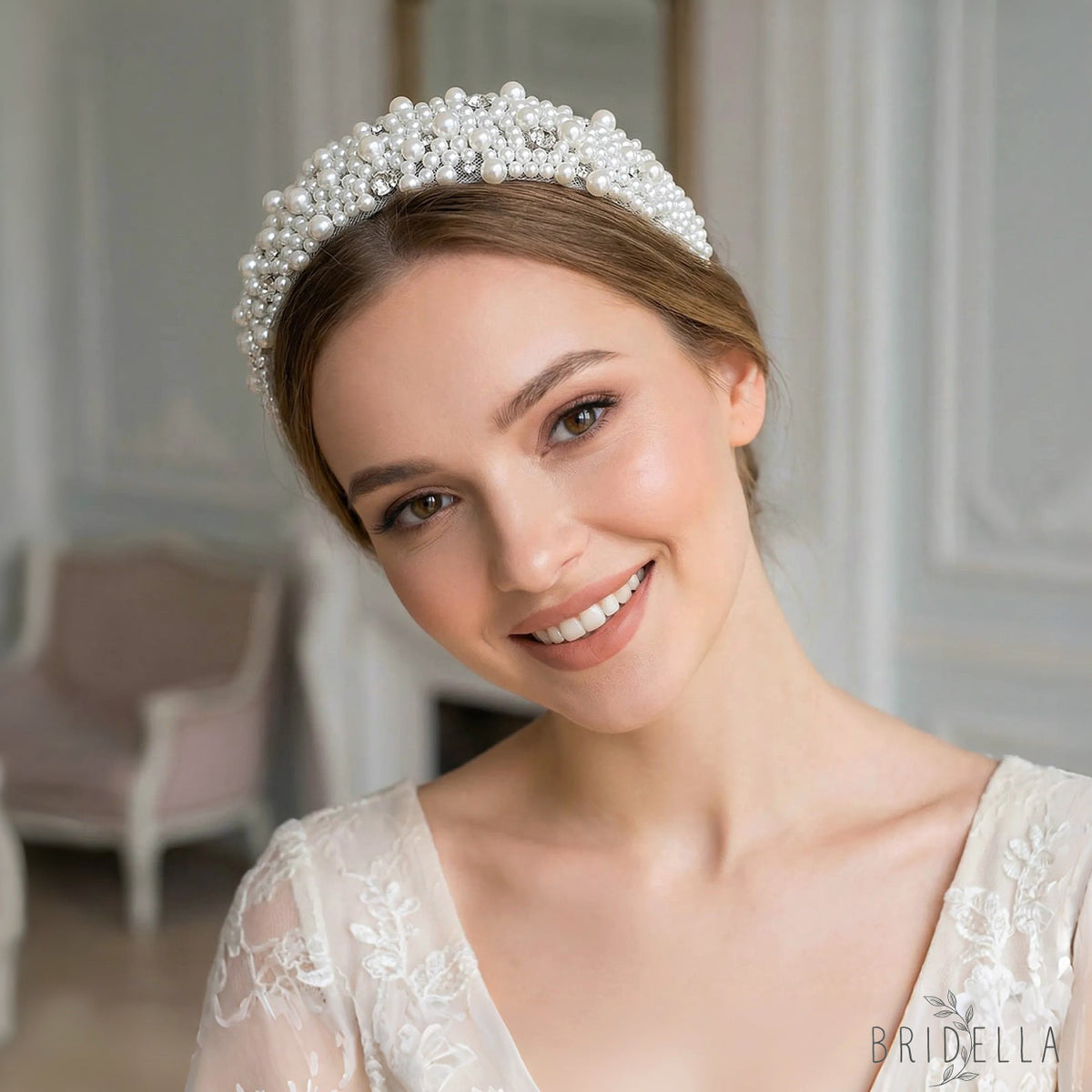 Retro Pearl Rhinestone Bridal Headband Party Hair Accessories - Bridella BYXA210