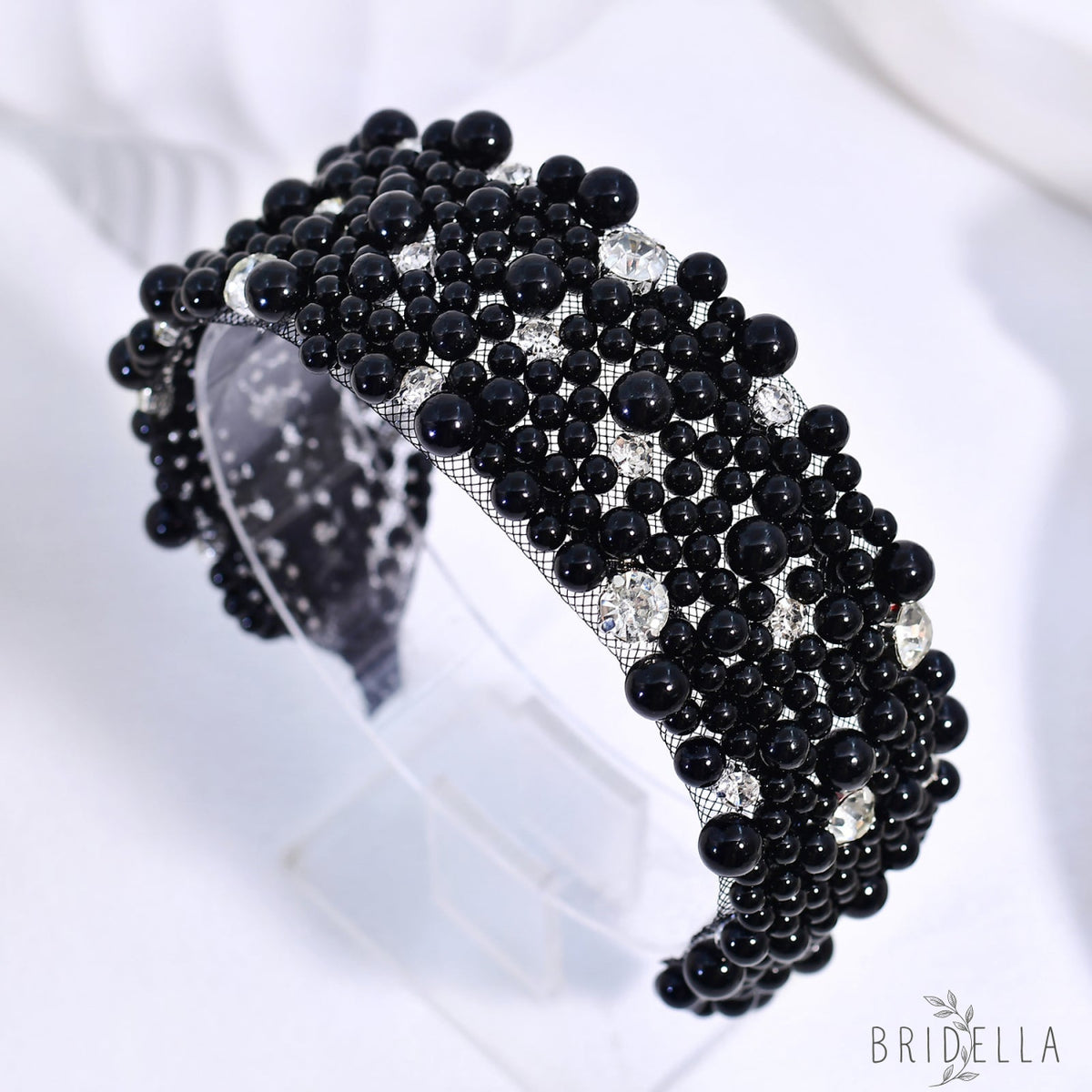 Retro Pearl Rhinestone Bridal Headband Party Hair Accessories - Bridella BYXA210 - Black