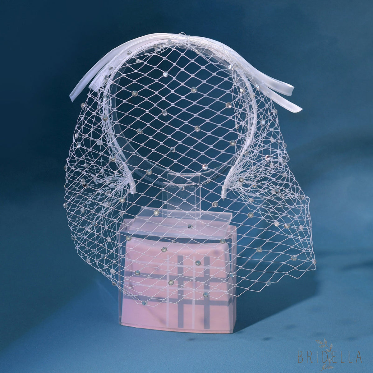 Rhinestone Birdcage Bridal Veil Wedding Headband Veil - Bridella BMA21-W - IVONY