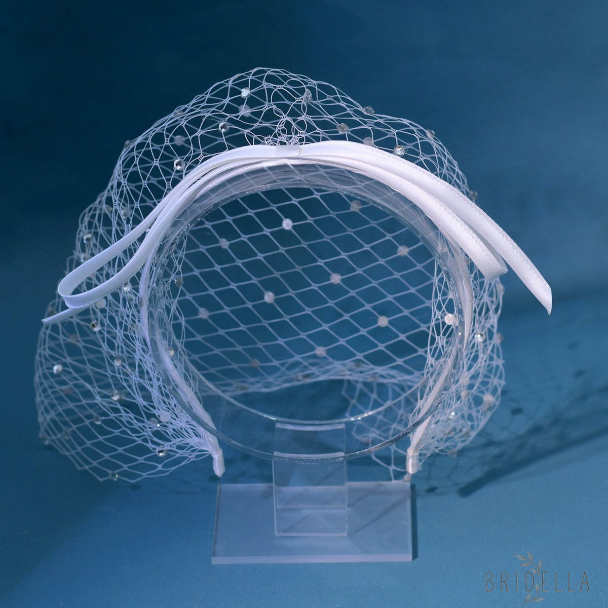 Rhinestone Birdcage Bridal Veil Wedding Headband Veil - Bridella BMA21-W - IVONY