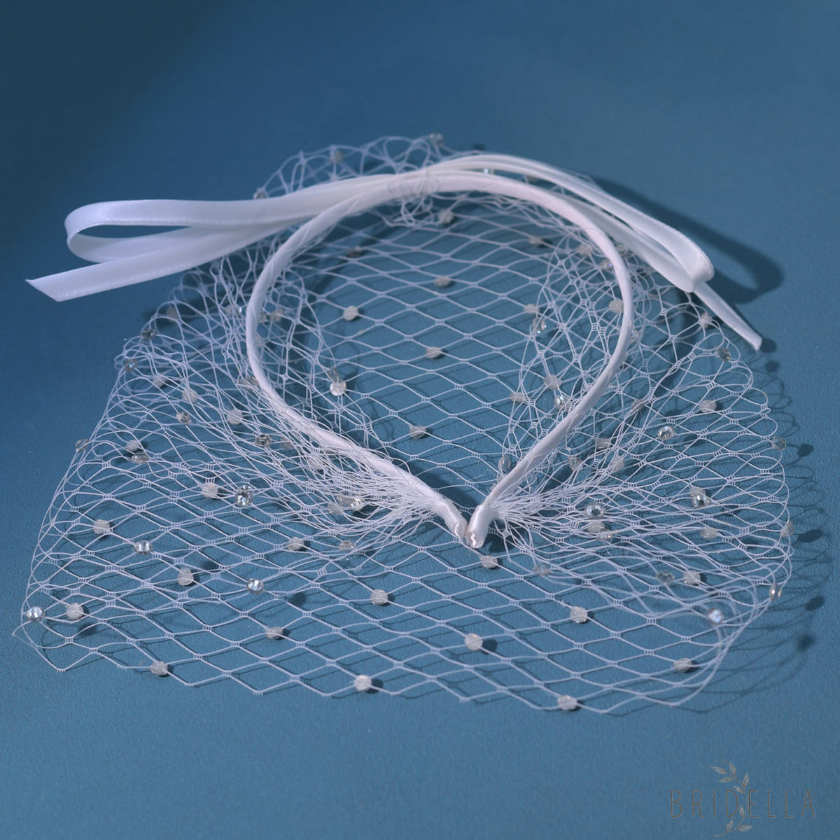 Rhinestone Birdcage Bridal Veil Wedding Headband Veil - Bridella BMA21-W - IVONY