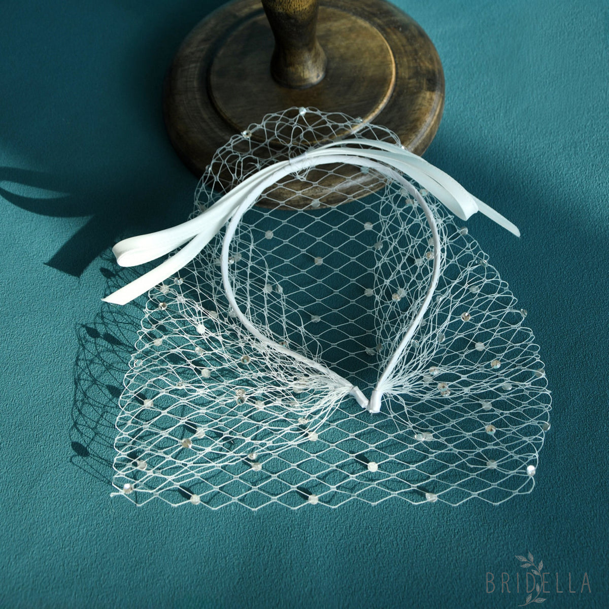 Rhinestone Birdcage Bridal Veil Wedding Headband Veil - Bridella BMA21-W - IVONY