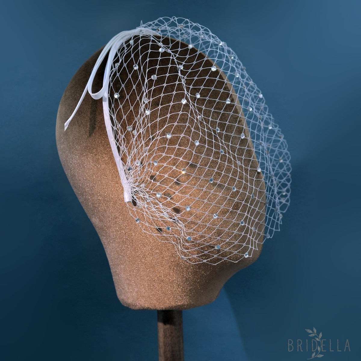 Rhinestone Birdcage Bridal Veil Wedding Headband Veil - Bridella BMA21-W - IVONY