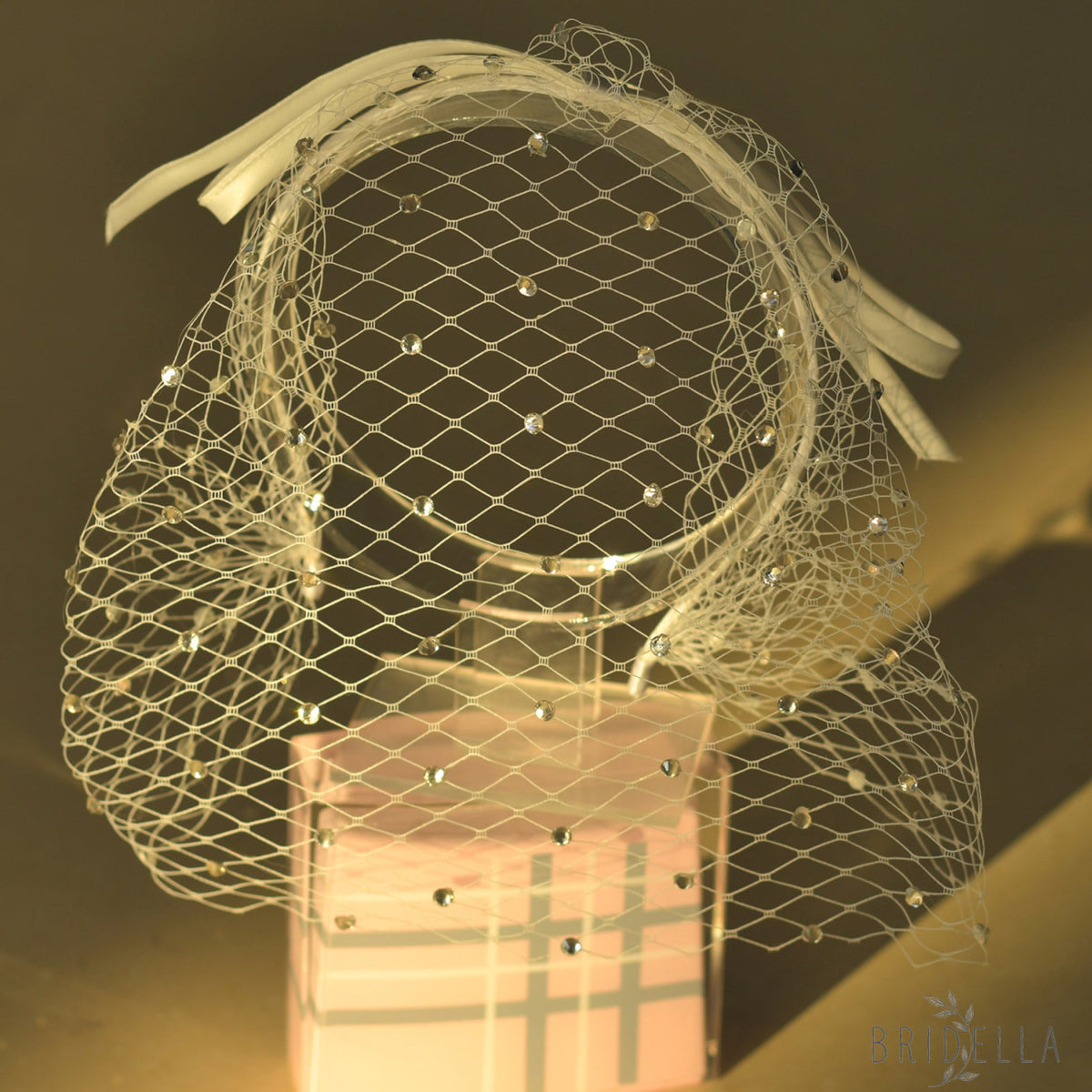 Rhinestone Birdcage Bridal Veil Wedding Headband Veil - Bridella BMA21-W - IVONY