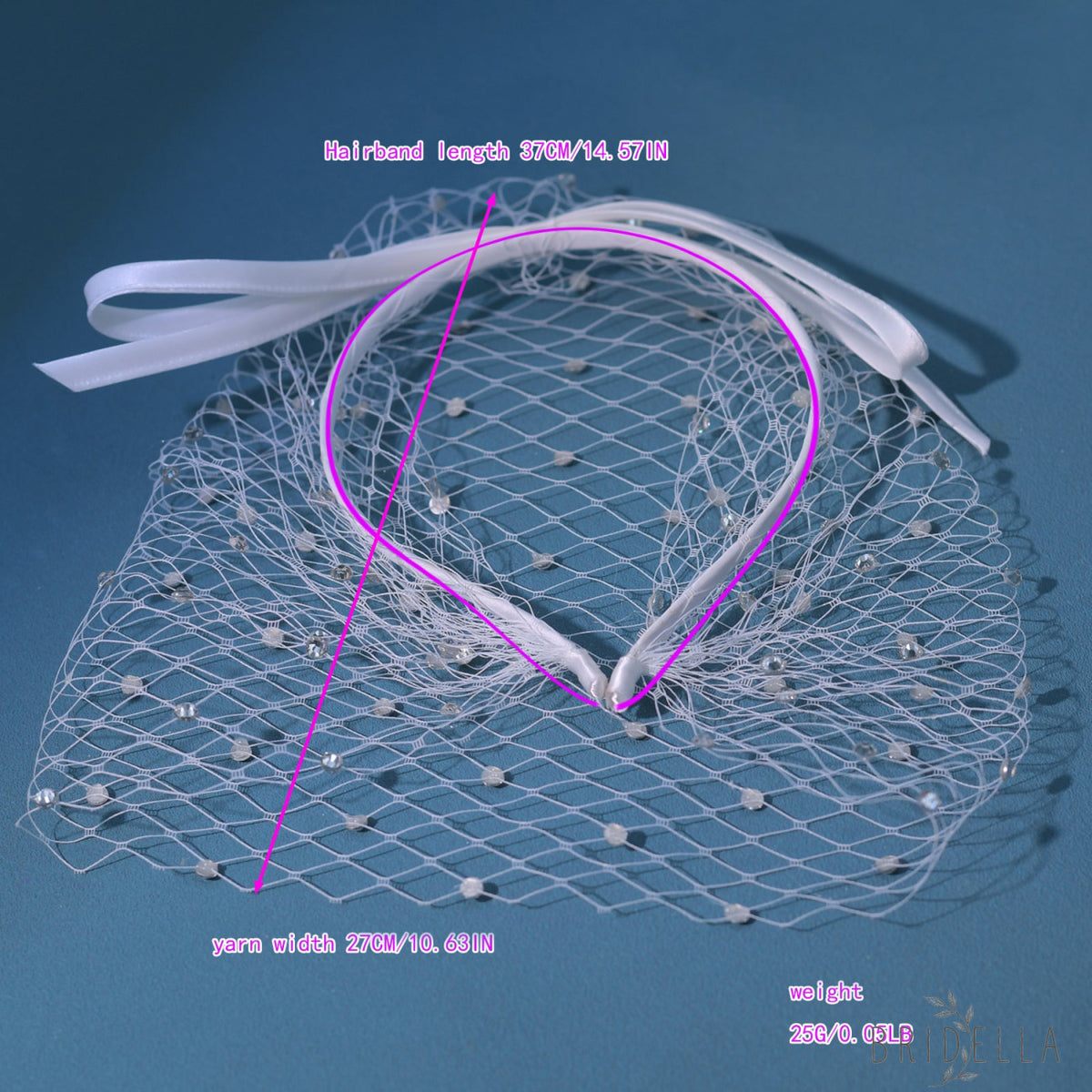 Rhinestone Birdcage Bridal Veil Wedding Headband Veil - Bridella BMA21-W - IVONY