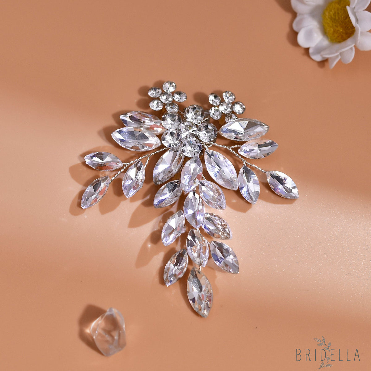 Rhinestone Bridal Shoe Clips Wedding Heel Decor - Bridella BHX50-S - White