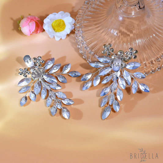 Rhinestone Bridal Shoe Clips Wedding Heel Decor - Bridella BHX50-S - White