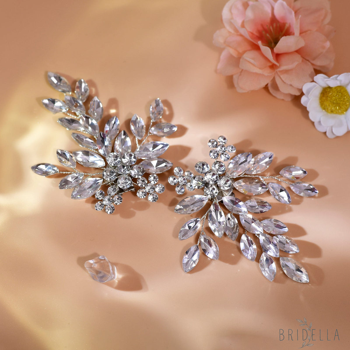 Rhinestone Bridal Shoe Clips Wedding Heel Decor - Bridella BHX50-S - White