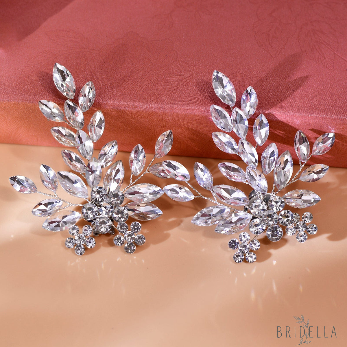 Rhinestone Bridal Shoe Clips Wedding Heel Decor - Bridella BHX50-S - White