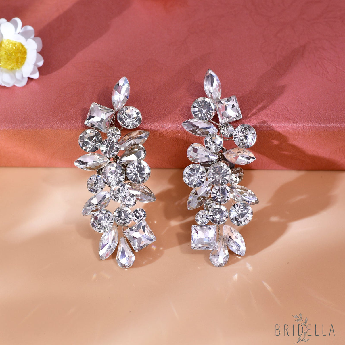 Rhinestone Bridal Shoe Clips Wedding Heel Decor - Bridella BHX51-S - White