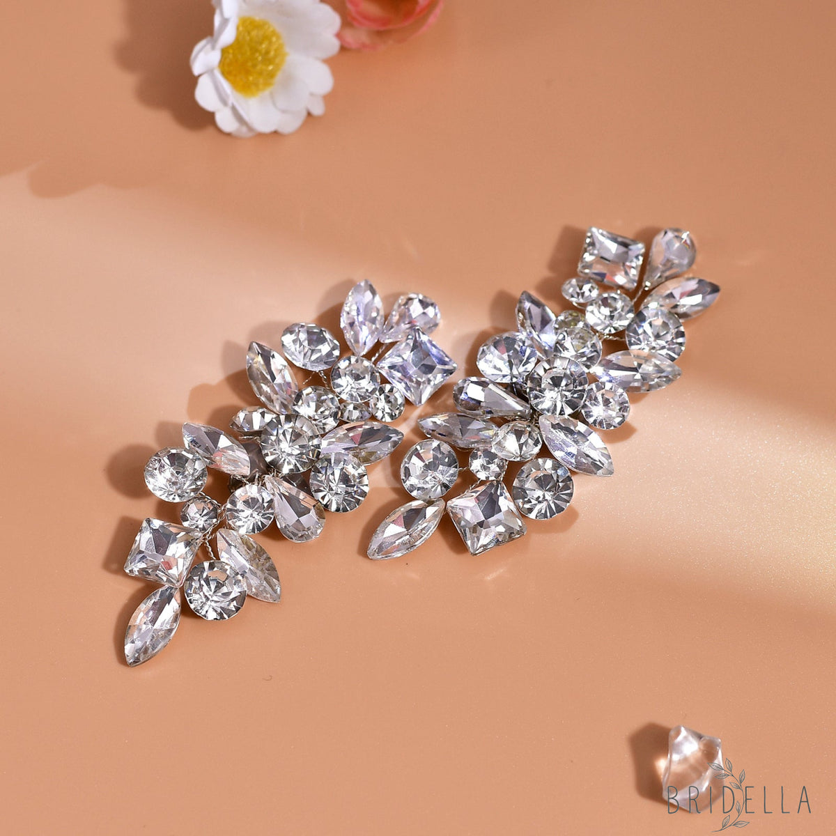 Rhinestone Bridal Shoe Clips Wedding Heel Decor - Bridella BHX51-S - White