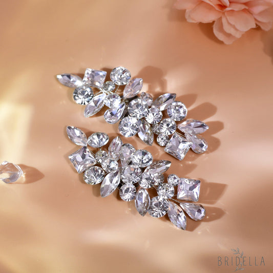Rhinestone Bridal Shoe Clips Wedding Heel Decor - Bridella BHX51-S - White