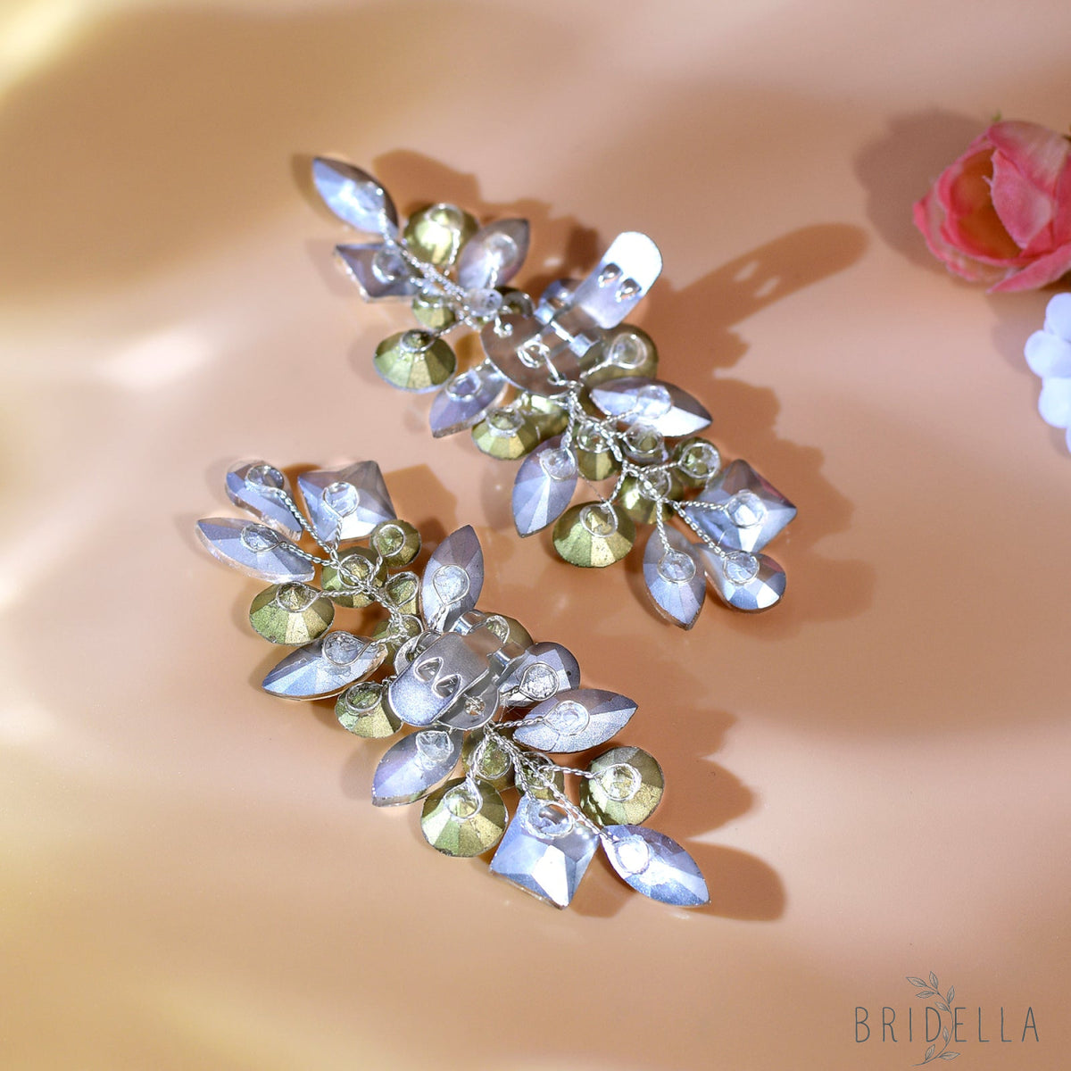 Rhinestone Bridal Shoe Clips Wedding Heel Decor - Bridella BHX51-S - White