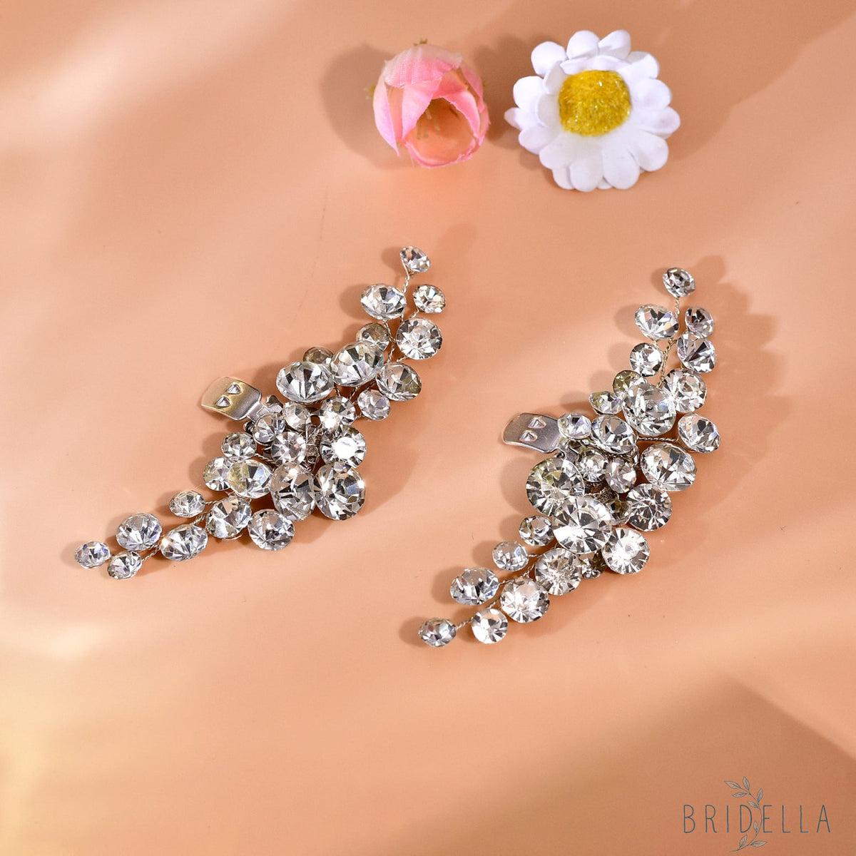 Rhinestone Bridal Shoe Clips Wedding Heel Decoration - Bridella BHX60 - White
