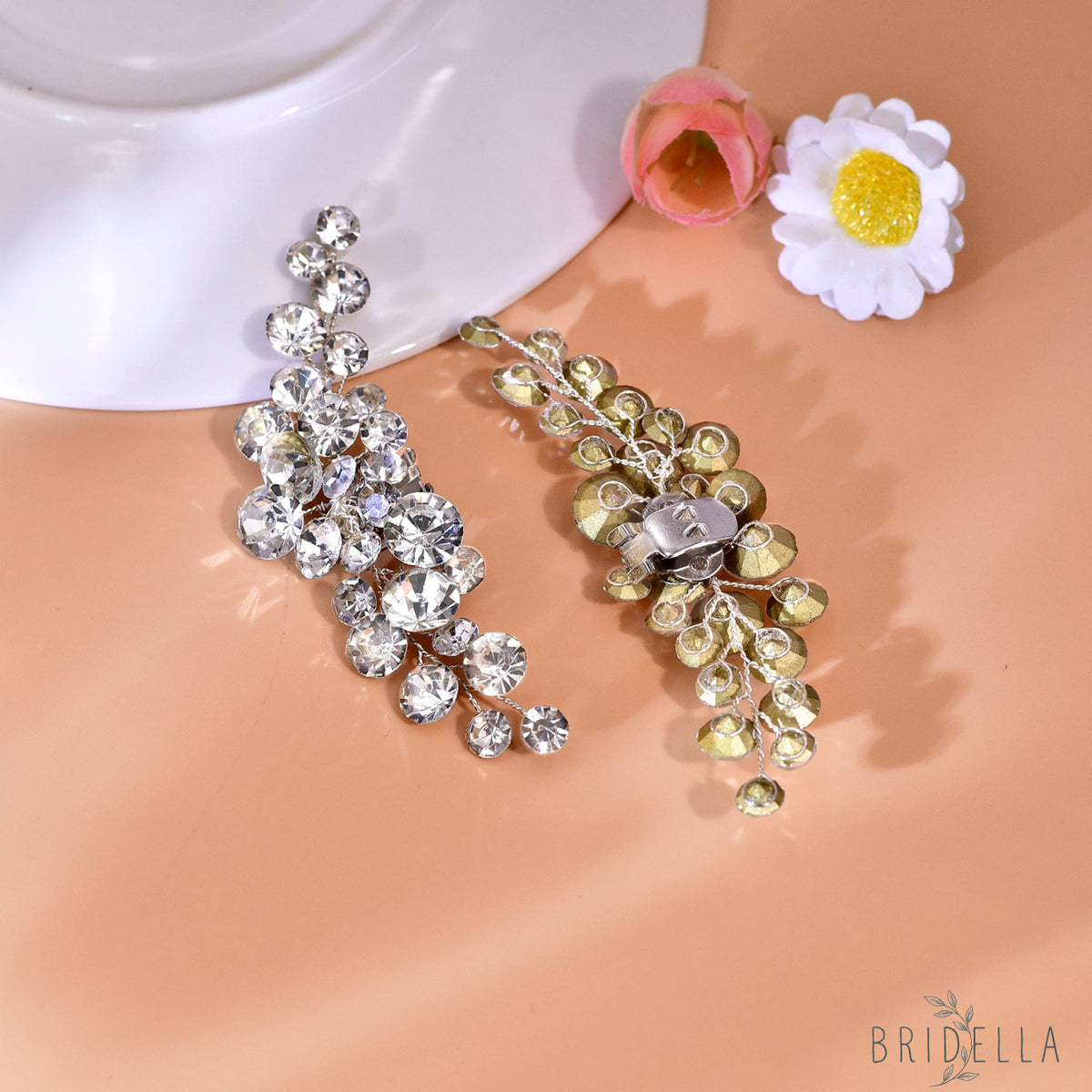 Rhinestone Bridal Shoe Clips Wedding Heel Decoration - Bridella BHX60 - White
