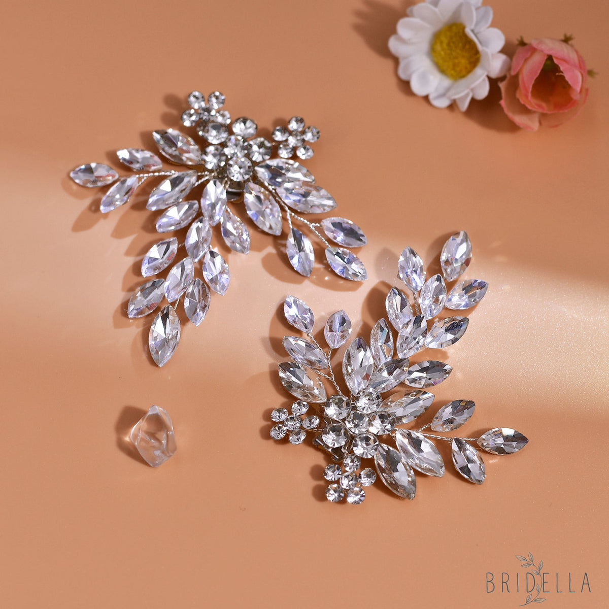 Rhinestone Bridal Shoe Clips Wedding High Heel Decoration - Bridella BHX50 - White