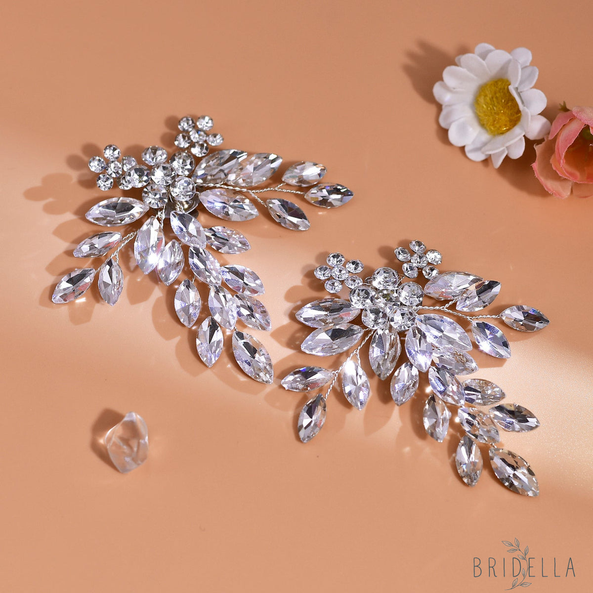 Rhinestone Bridal Shoe Clips Wedding High Heel Decoration - Bridella BHX50 - White