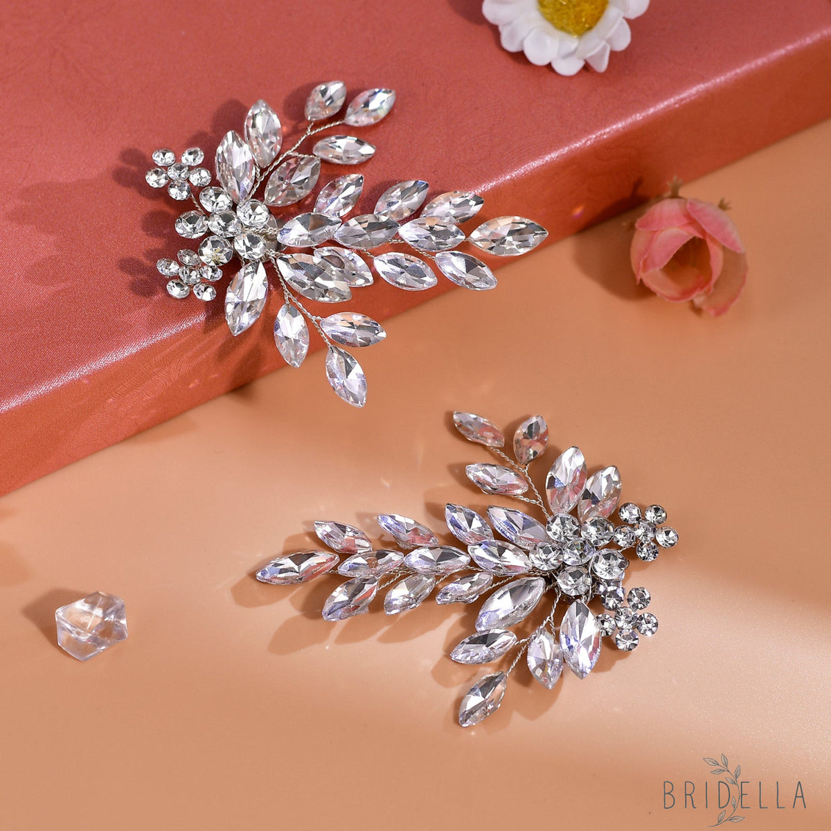 Rhinestone Bridal Shoe Clips Wedding High Heel Decoration - Bridella BHX50 - White