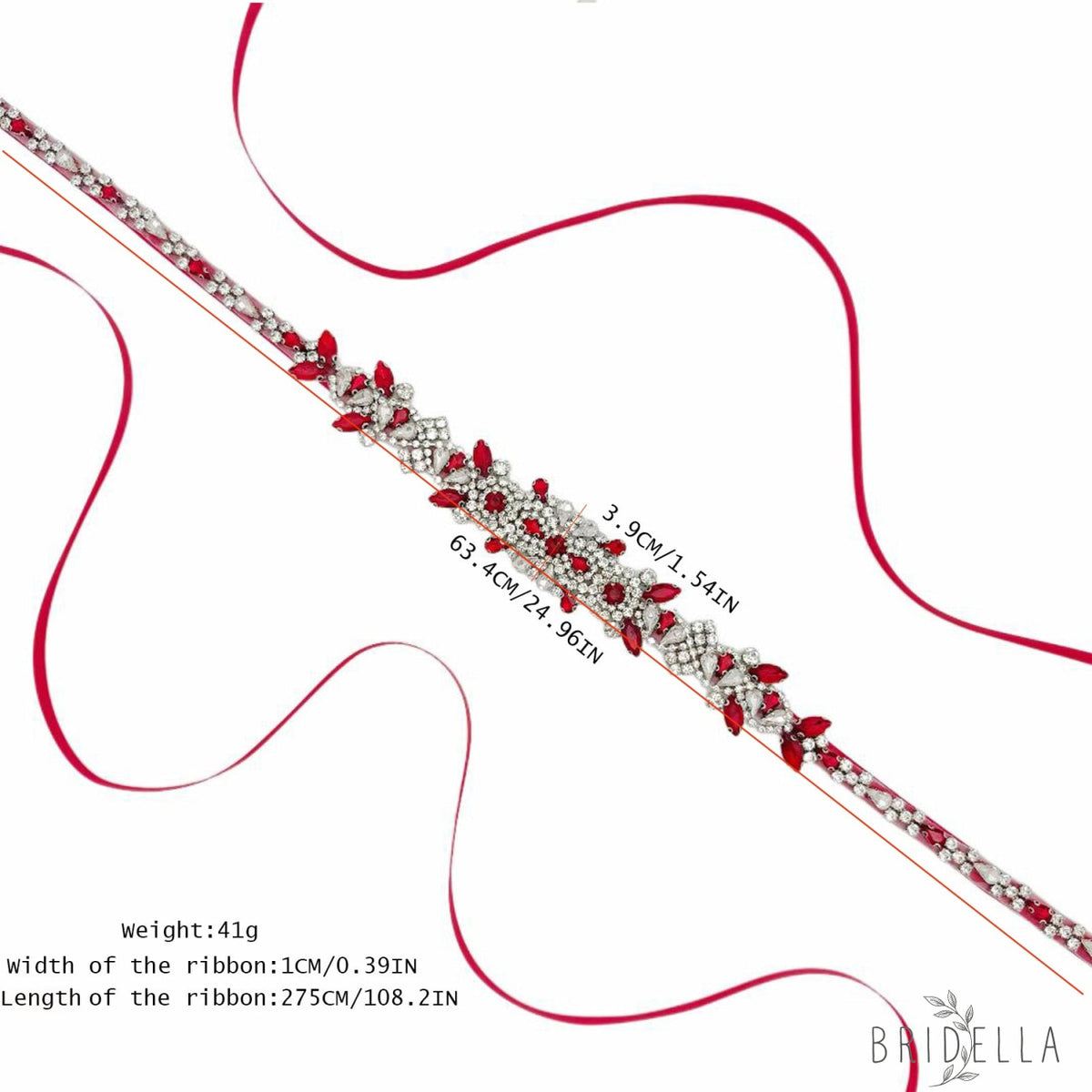 Ribbon Burgundy Rhinestone Belt - Belts