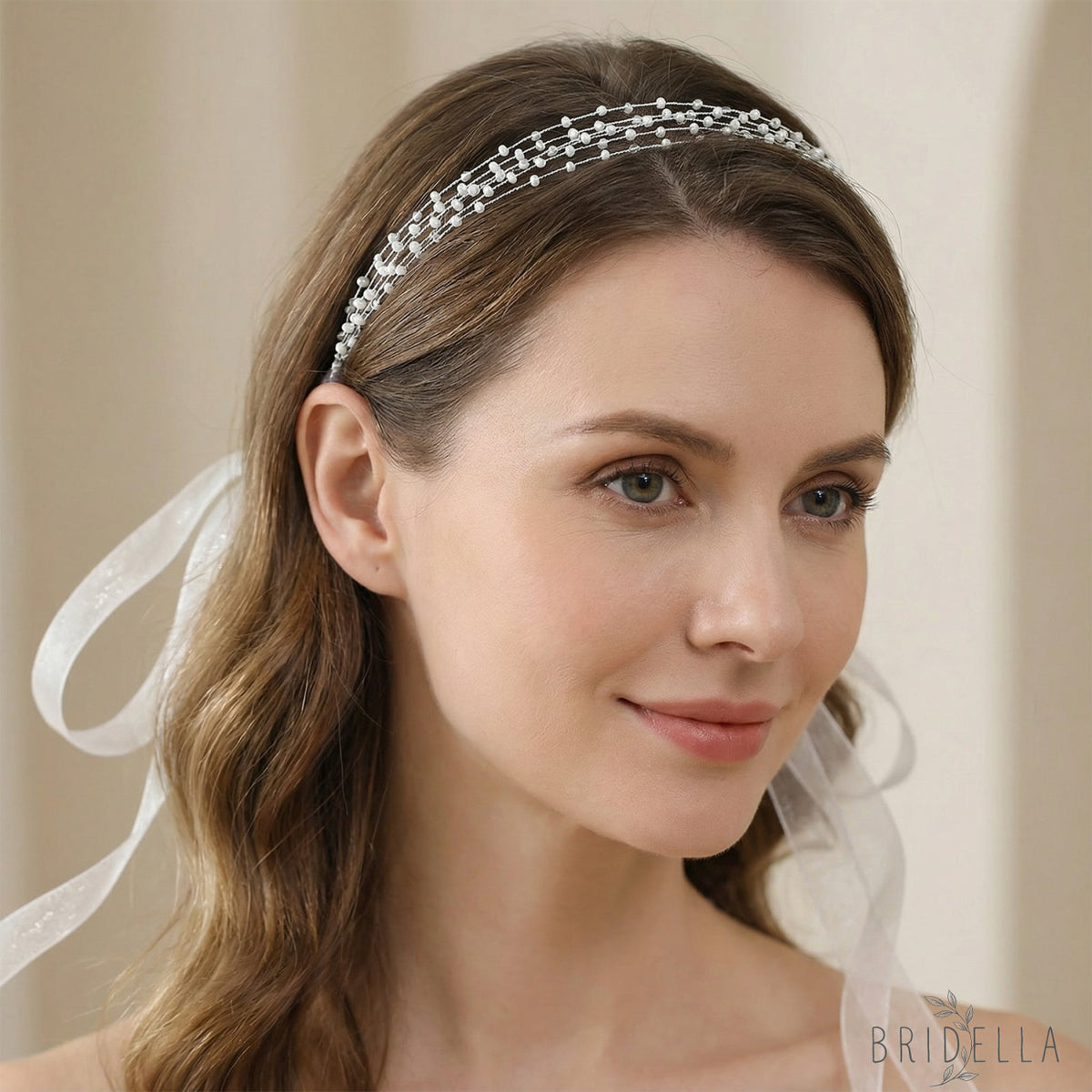 Silver Beaded Bridal Headband Wedding Hair - Bridella BHP28-S - Silvery - HEADWEAR