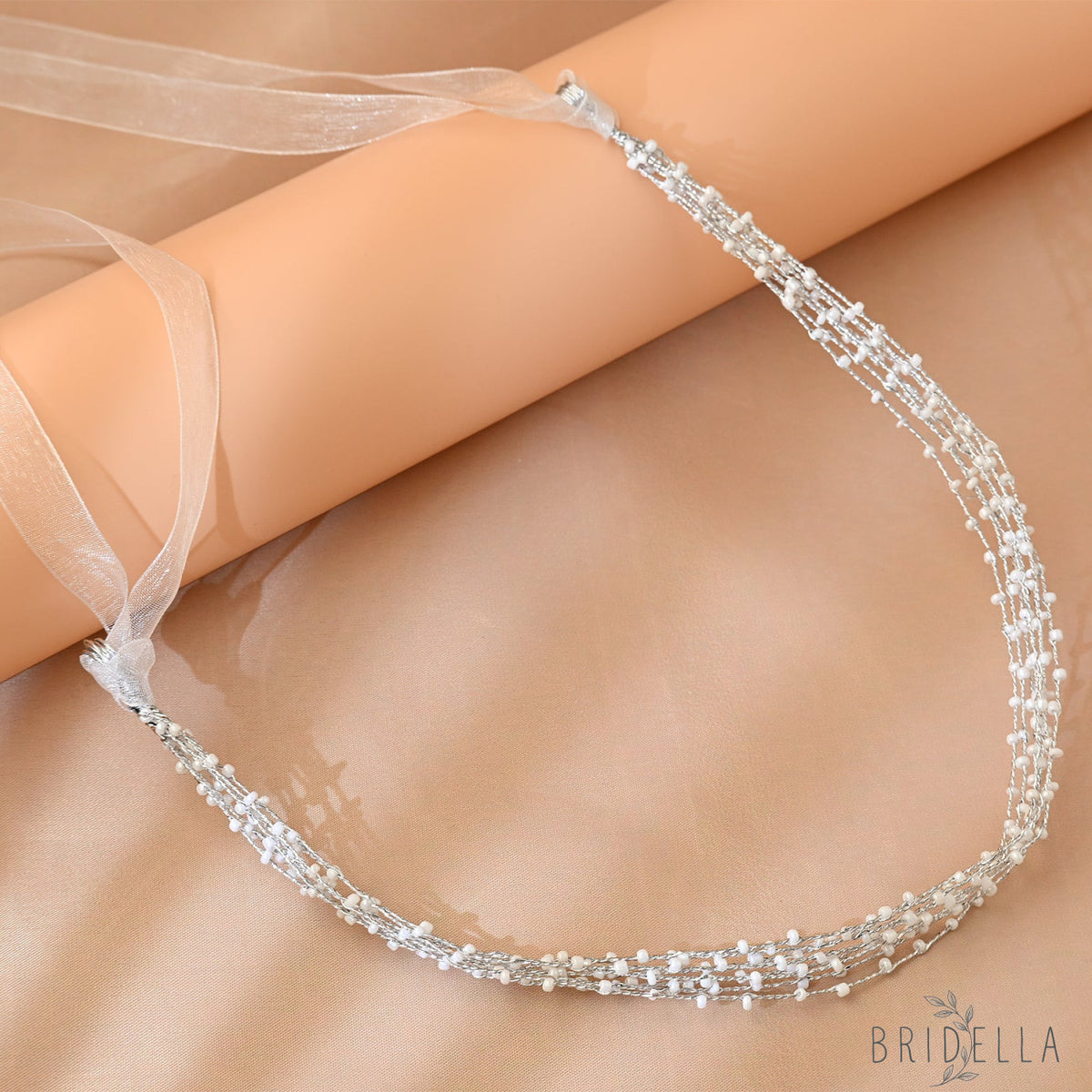 Silver Beaded Bridal Headband Wedding Hair - Bridella BHP28-S - Silvery - HEADWEAR