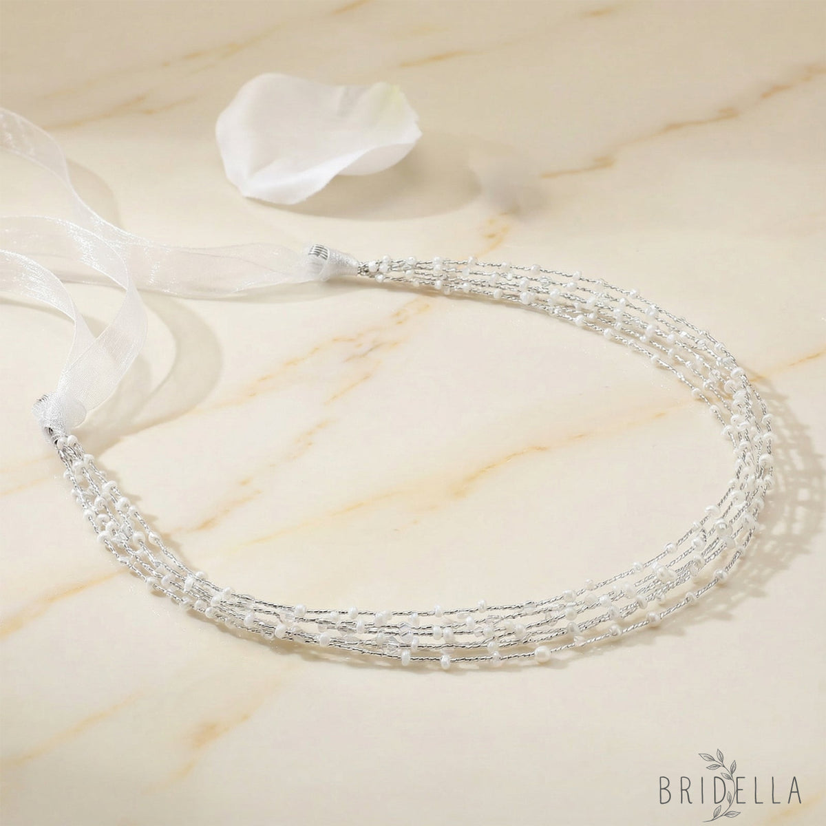 Silver Beaded Bridal Headband Wedding Hair - Bridella BHP28-S - Silvery - HEADWEAR