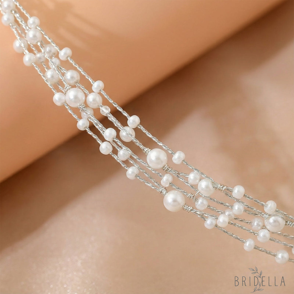 Silver Beaded Bridal Headband Wedding Hair - Bridella BHP28-S - Silvery - HEADWEAR
