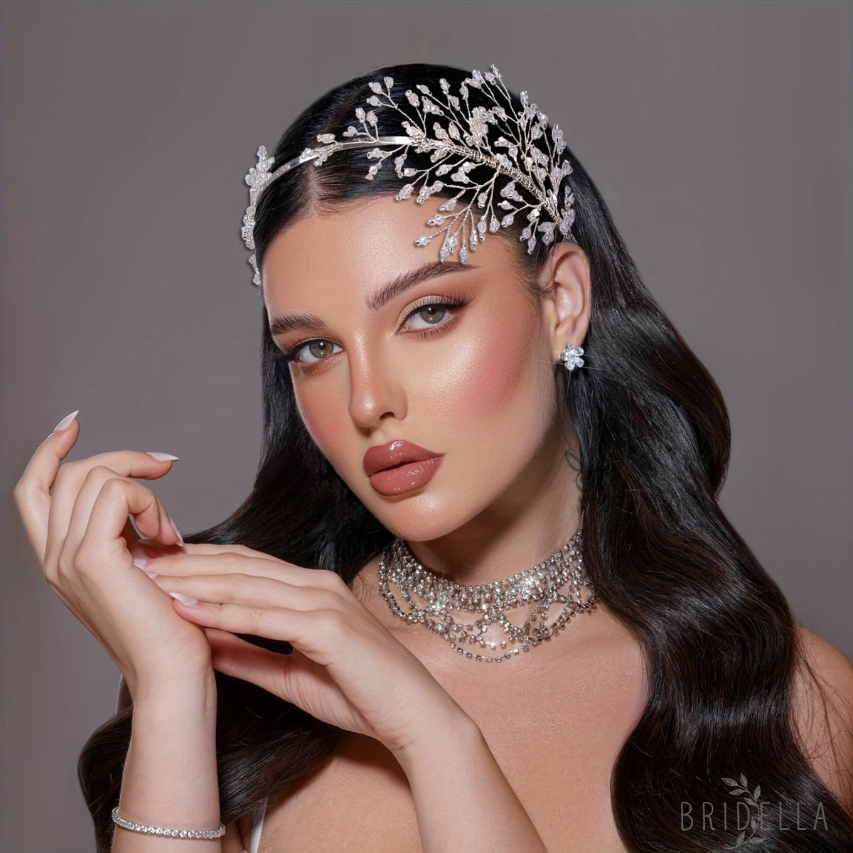 BHP595-S silver bead headband
