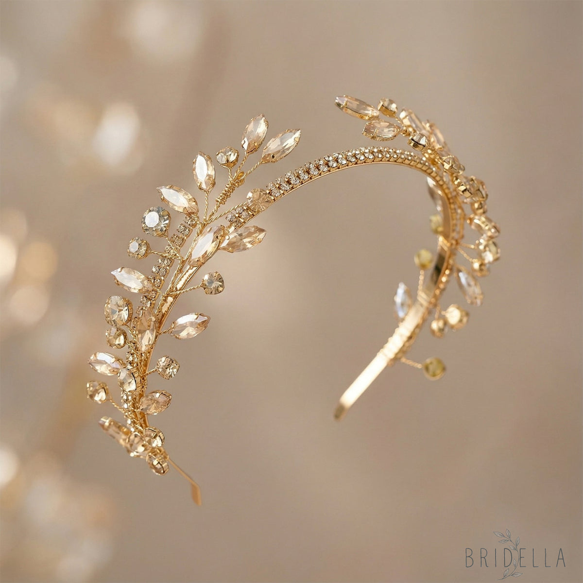 Silver & Gold Rhinestone Bridal Headband for Wedding - BHP531 - Gold - HEADWEAR