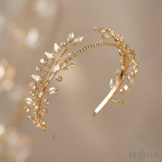 Silver & Gold Rhinestone Bridal Headband for Wedding - BHP531 - Gold - HEADWEAR