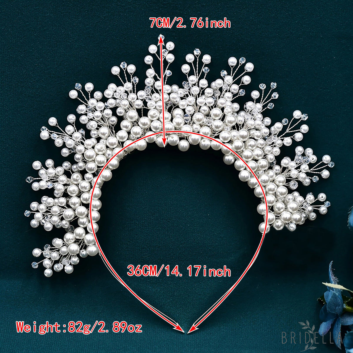 Silver Pearl Bridal Crown Wedding Hairpiece - Bridella BHP598-S - Silvery - HEADWEAR