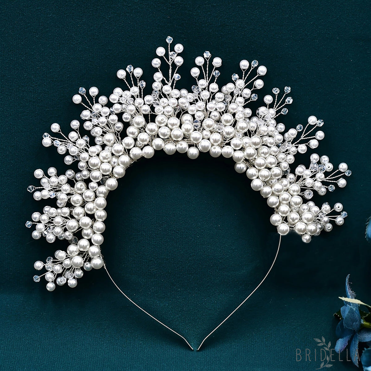 Silver Pearl Bridal Crown Wedding Hairpiece - Bridella BHP598-S - Silvery - HEADWEAR