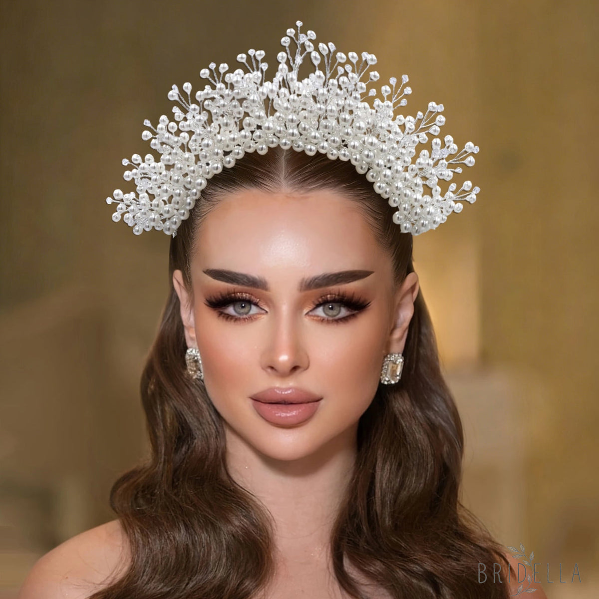 Silver Pearl Bridal Crown Wedding Hairpiece - Bridella BHP598-S - Silvery - HEADWEAR