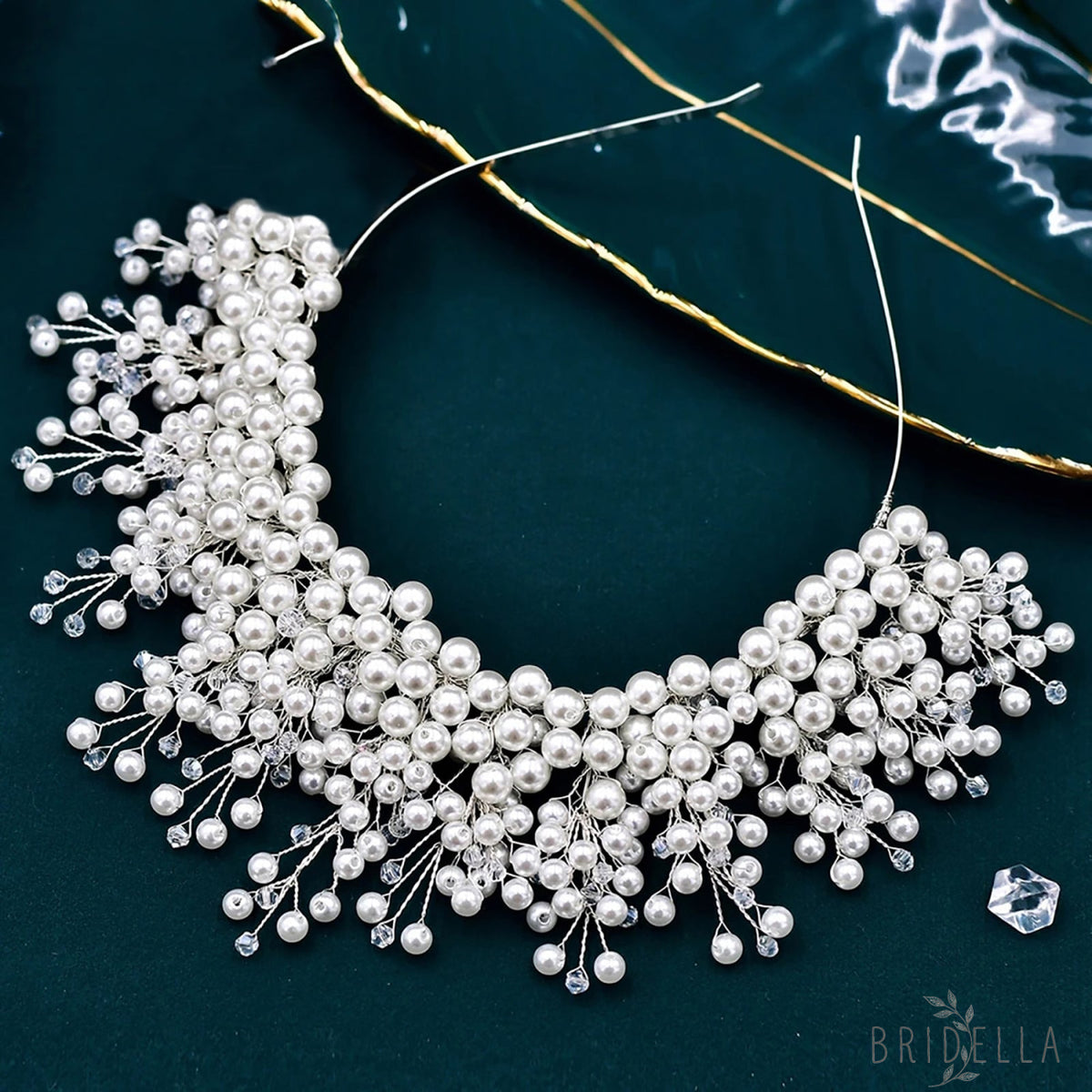 Silver Pearl Bridal Crown Wedding Hairpiece - Bridella BHP598-S - Silvery - HEADWEAR