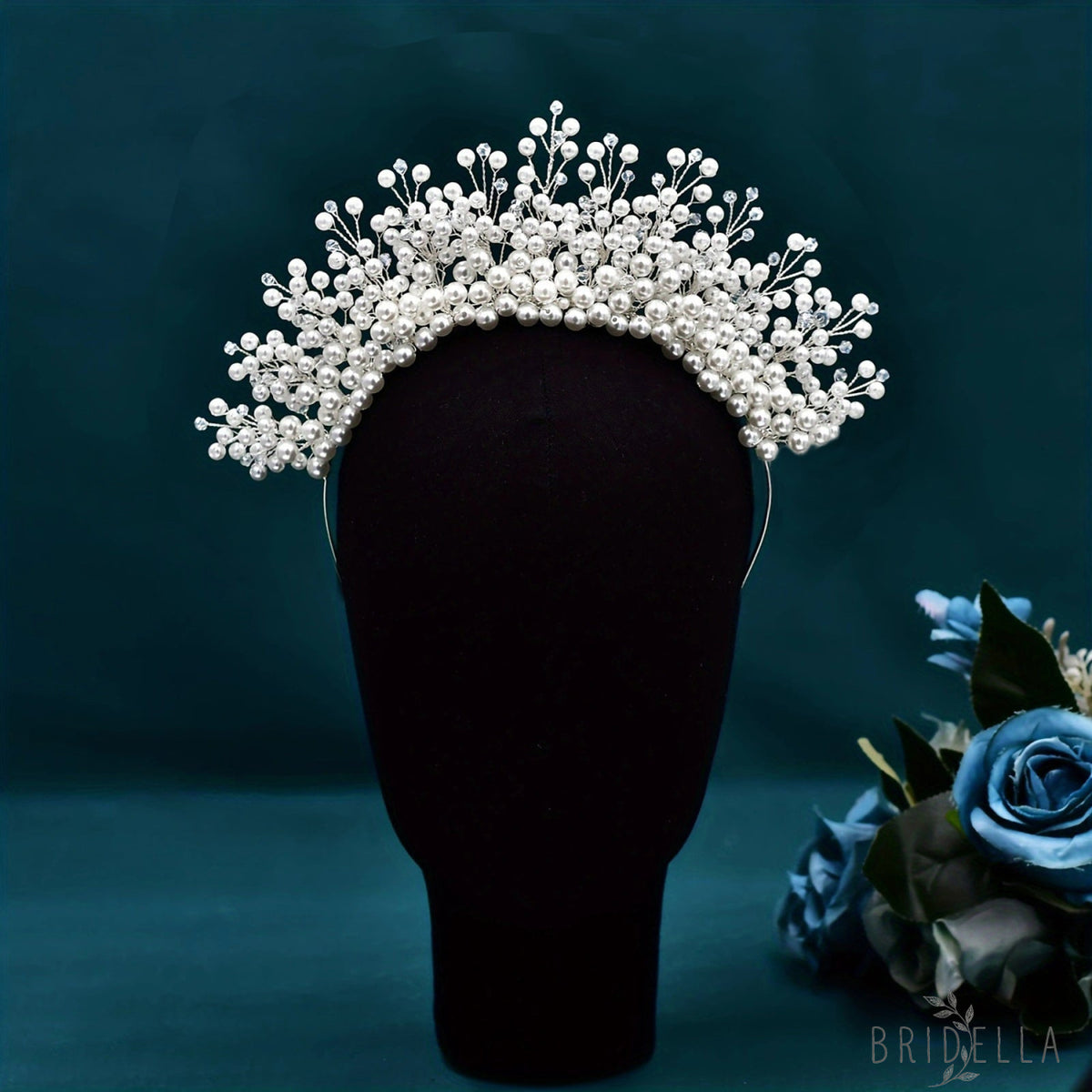 Silver Pearl Bridal Crown Wedding Hairpiece - Bridella BHP598-S - Silvery - HEADWEAR