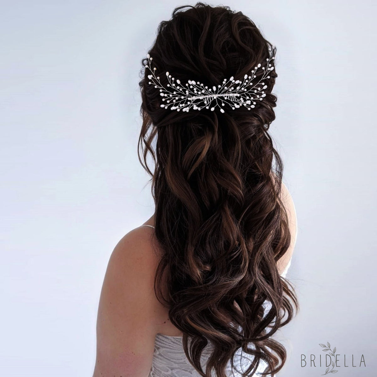 BHP182 silver pearl hair comb