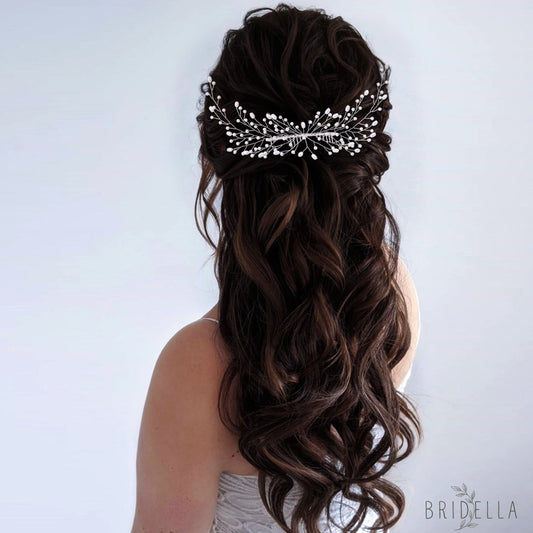 BHP182 silver pearl hair comb