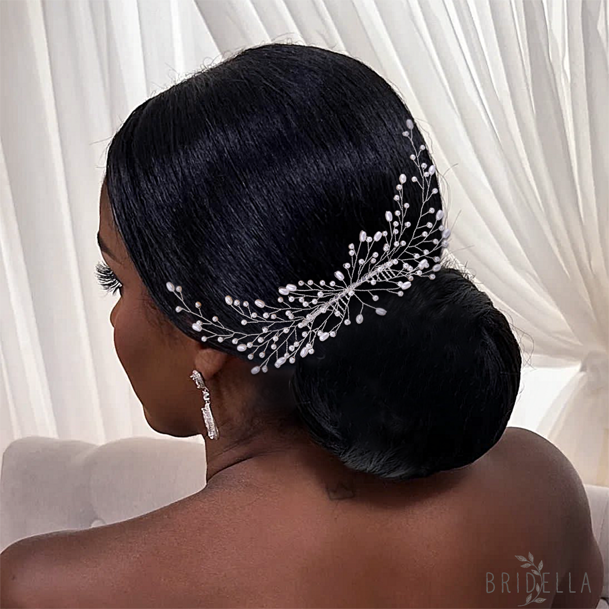 BHP182 silver pearl hair comb