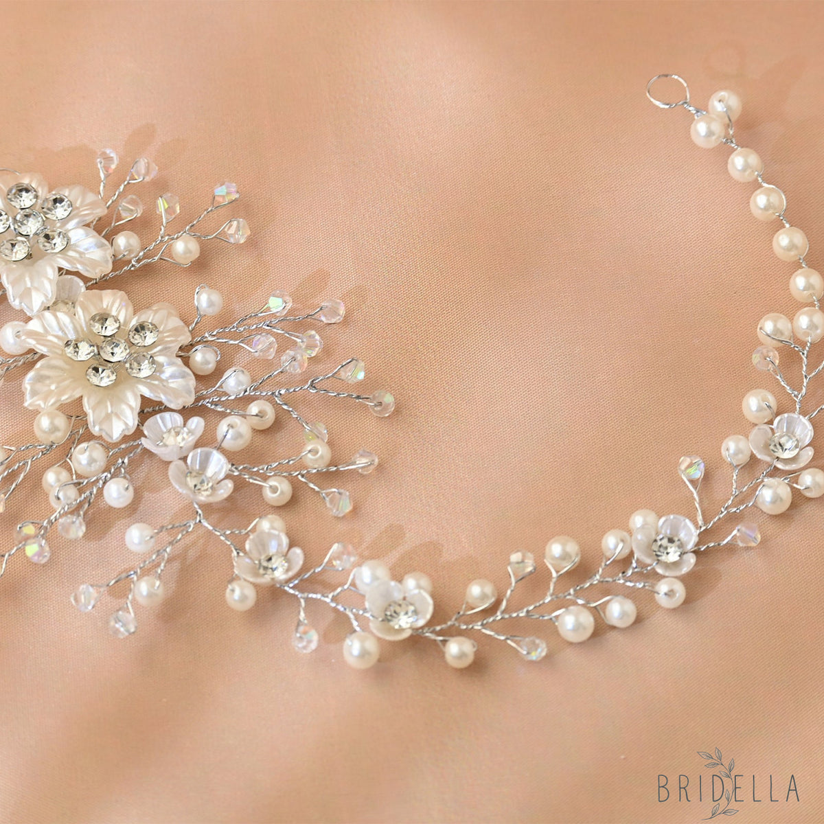 Silver Pearl Crystal Bridal Headwear Bridella BHP295-S - Silvery - HEADWEAR