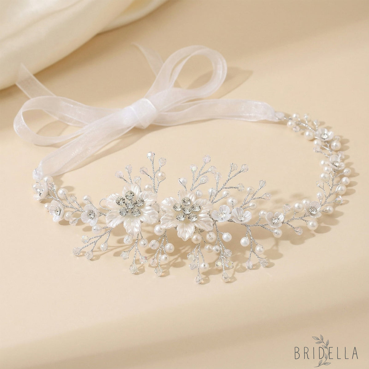 Silver Pearl Crystal Bridal Headwear Bridella BHP295-S - Silvery - HEADWEAR